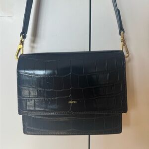 JW PEI Black Croc-Texture Crossbody Bag